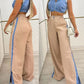 2 Pieces Outfit Zipper Front Sleeveless Denim Crop Top and Casual Side Striped Print Slit Pants Set