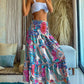 Tribal Print Long Pleated Skirts Flowy High Waist A Line Maxi Skirts