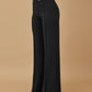 Metal Button Decor High Waist Casual Straight Leg Work Pants