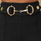 Metal Button Decor High Waist Casual Straight Leg Work Pants