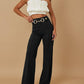 Metal Button Decor High Waist Casual Straight Leg Work Pants