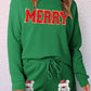 Green Chenille MERRY Letter Sequined Santa Claus Short 2pcs Outfit