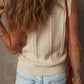 Jet Stream Embroidered Floral Cable Knit Sweater Vest