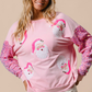 Pink Sequined Santa Claus Long Sleeve Christmas Sweatshirt