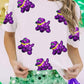 White Sequin Balloon Puppy Graphic Mardi Gras Tee