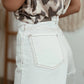 White Raw Hem High Waist Denim Shorts
