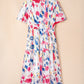 Rose Abstract Print Short Puff Sleeve Tiered Maxi Dress