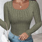U Neck Long Sleeve Ribbed Tops Fleece Lined Basic Layering Soft Thermal Tee