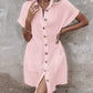 Buttoned Pocket Design Casual Shirt Dress