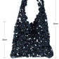Black Flower Crochet Hollow Out Large Tote Bag
