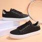 Black Color Contrast Quilted Lace-up Sneakers