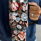 Color black Floral Print Stainless Steel Large Portable Cup 40oz