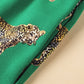 Green Cheetah Print Short Sleeve Shirt and Pants Pajama Set