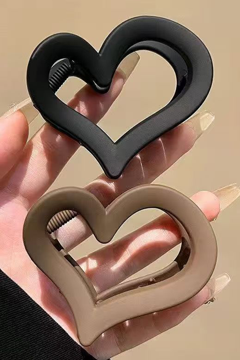 Black Cutout Heart Shape Frosted Small Hair Clip