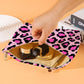Bright Pink Leopard Print Corduroy Zipped Makeup Storage Bag