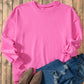 Bonbon Solid O Neck High Low Hem Pullover Sweatshirt