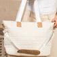 White Quilted Patchwork Large Tote Bag and Clutch 2pcs Set