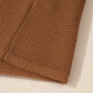 Camel Ribbed Knit Drop Sleeve V Neck Loose Fit Sweater