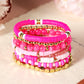 Sachet Pink 8pcs Valentine Vibe Beaded Elastic Bracelet Set