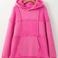 Pitaya Pink Mineral Wash Terry Patchwork Drawstring Hoodie