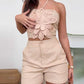 2 Pieces Summer Outfits Floral Bandeau Halter Tied Detail Top and