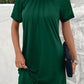 Green Contrast Lace Raglan Sleeve Pleated Detail Shift Dress