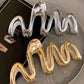 Gold Wave Shaped Plated Alloy Large Hair Clip