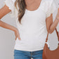 White Eyelet Ruffle Sleeve Slim Fitted Top
