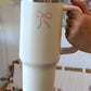 Pink Bow Knot Color Block Handle Tumbler 40Z