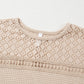 Oatmeal Lace Patchwork Waffle Short Sleeve Top