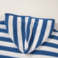Blue Stripe V Neck Pocketed Drawstring Hooded Sweater