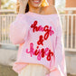 Pink Hugs and Kisses Pop Up Embroidered Raglan Sleeve Sweatshirt