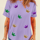 Wisteria Mardi Gras Crown Patched Graphic T Shirt