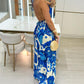 Tropical Print Halter Backless Maxi Dress Casual Tied Detail A Line Dress