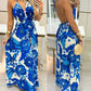 Tropical Print Halter Backless Maxi Dress Casual Tied Detail A Line Dress