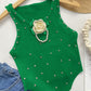 Floral Pattern Rhinestone Pearls Decor Knit Tank Top