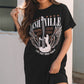 Black Nashville Guitar Print Crew Neck T Shirt Mini Dress