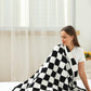 Color black Plush Checkered Print Sofa Blanket 127*152cm