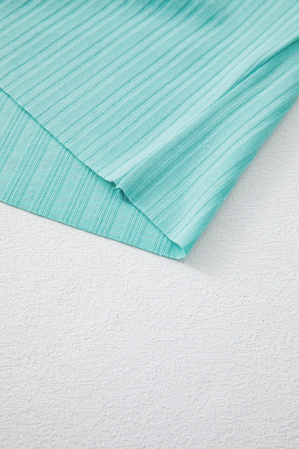 Mint Green Ribbed Button V Neck Tank Top and Shorts Set