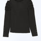 Black Buttoned Puff Long Sleeve Sheath Top