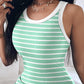 Striped Contrast Binding Ribbed Bodycon Dress