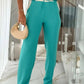 2 Pieces Colorblock V Neck Short Sleeve Top and Casual Drawstring Waist Pants Set
