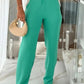 2 Pieces Colorblock V Neck Short Sleeve Top and Casual Drawstring Waist Pants Set