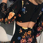 Cutout Lantern Sleeve Floral Print Bodycon Dress