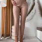 Shirred Stretchy High Waist Skinny Pants Chain Decor Work Pants with Pockets