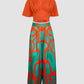 2 Pieces Outfit Plain V Neck Short Sleeve Ruched Top and Casual Floral Print Wide Leg Pants Set
