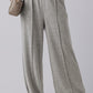 Medium Grey Central Seam Wide Leg High Waist Knit Casual Pants