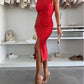 Sleeveless Round Neck Side Sit Bodycon Dress Casual Slim Fit Midi Party Dress
