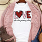 White Valentine LOVE Heart Shape Crew Neck Graphic Tee
