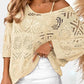 Cold Shoulder 3/4 Sleeve Pullover Sweater Casual Hollow Out Knit Top